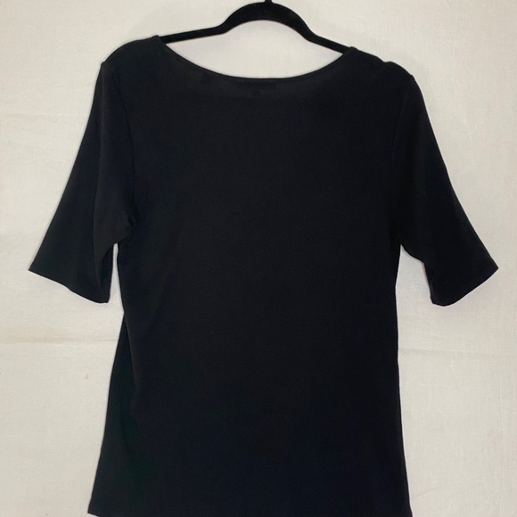 Vince Scoop Neck Top Size L Mid Length Sleeve Black - Picture 3 of 5